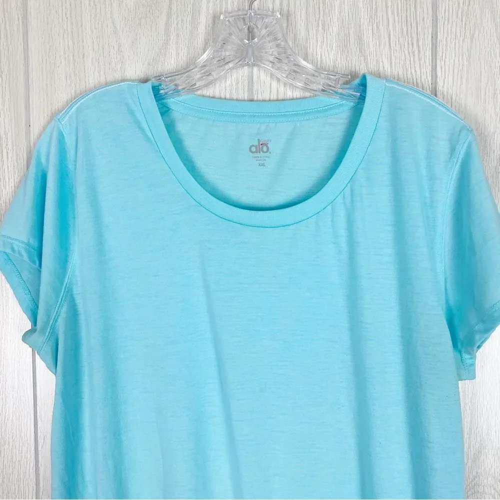 ALO Yoga | Light Blue Cool Fit Short Sleeve Tee Size XXL - Picture 3 of 8